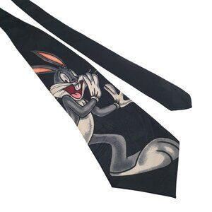 Looney Tunes Mania Bugs Bunny Black Polyester Necktie Novelty Cartoon Gift